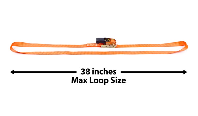 PowerTye - Endless Ratchet Strap - 1in x 7ft Easy Grip (Hookless), Tie Down Strap w/ 400 lb. Working Load Limit / 1,200 lb. Break Strength, Ideal for Motorcycle, ATV, Bike, & Coolers, Orange 2-Pack - Image 3
